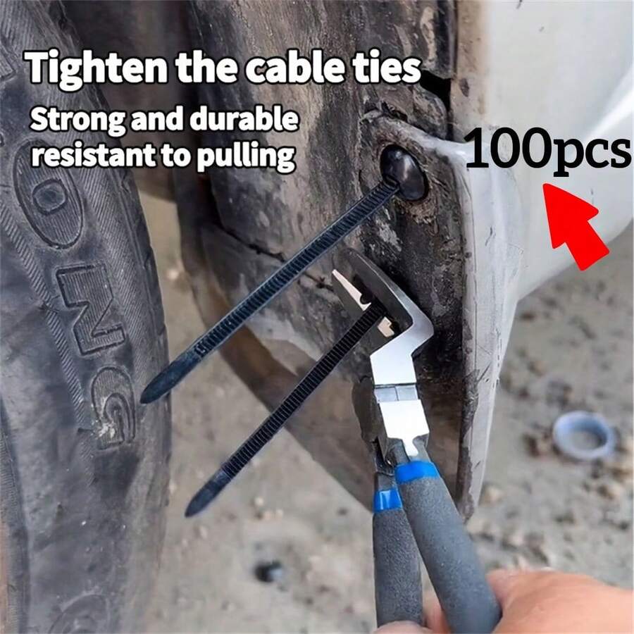 100pcs Heavy Duty Self-Locking Nylon Cable Ties With Black Plastic Buckle Heads - High Strength UV Resistant Fasteners, Suitable For Automotive, Home, Office And Outdoor Use - Multipurpose Organizing Tool - Multi-color-multi-function Cable Ties - View 1