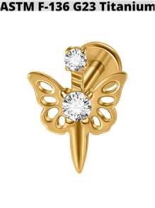 1PC G23 Titanium Zirconia Hexagram Lip Studs Internal Thread Zirconia Butterfly Ear Helix Tragus Cartilage Helix Earrings Body Piercing Jewelry