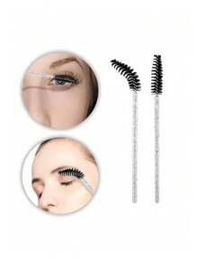 10/20/50/100/200pcs Disposable Flexible Crystal Clear Solid Eyelash Brushes, Easy Lash Extension Makeup Tool, Dual Use For Lashes & Brows, Portable For Women, Suitable As Holiday Gift