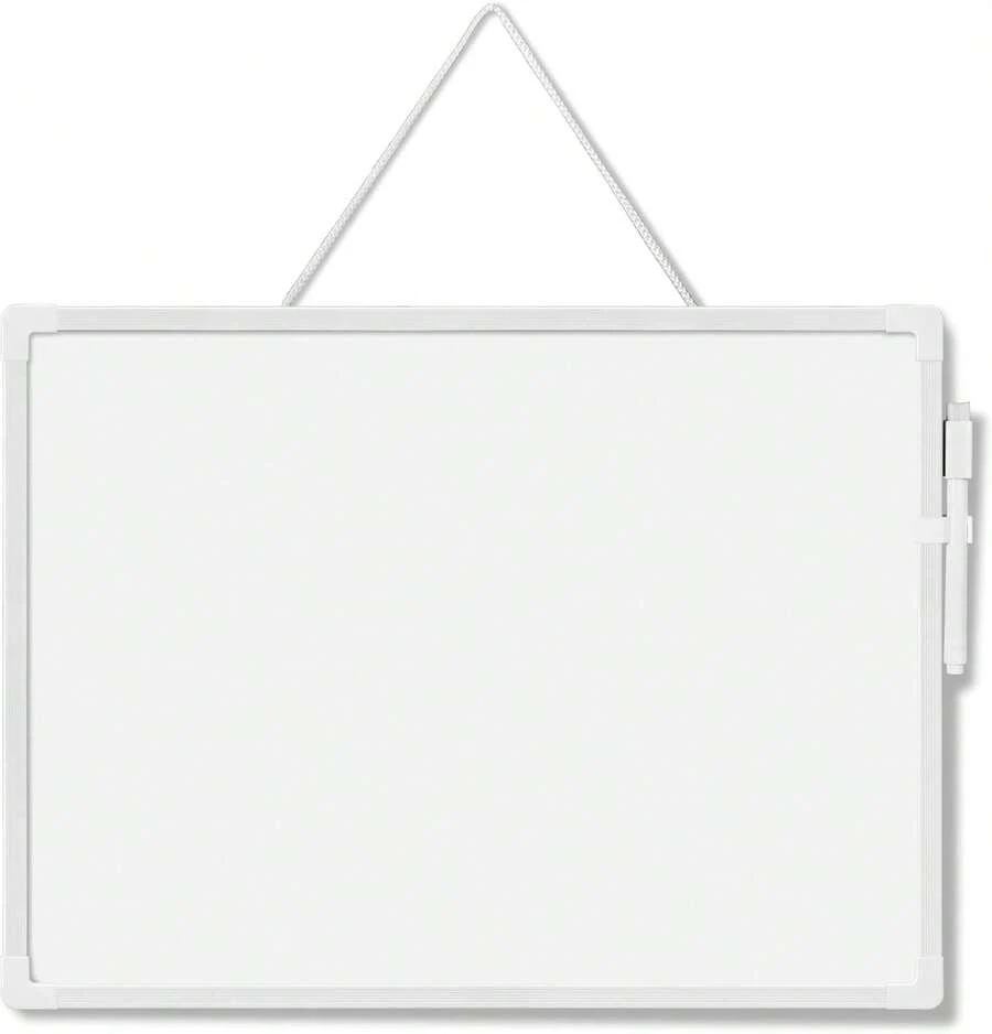 Double Sided Dry Erase Board For Wall, 16" X 12" Hanging Whiteboard, Small White Board Dry Erase For Home School Office,10818224 - 黑與白 - 查看 1