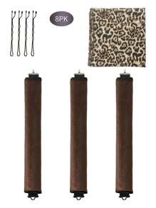 8Pcs Heatless Hair Rollers Scarf Bobby Pins Set, Velvet Heatless Overnight Hair Curling Set , Large Satin Light Brown Rods For Blowout Curls, Headband Hair Curlers & Hot Rollers, No Heat Styling Tools With Headband Wrap For Long Hair, To Sleep In, High Resilience Rubber Filling, Softer (Lt Brwon),Hair Accessories