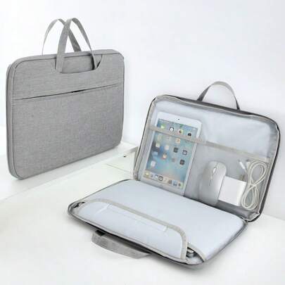 1pc Laptop Bag Fits 11-12/13-13.3/14/15-15.6-16 Inch Laptops, Full Zipper, Unisex, Large Capacity Briefcase, Portable Multifunctional Office File Bag, Data Conference Bag, Laptop Bag, Business Briefcase