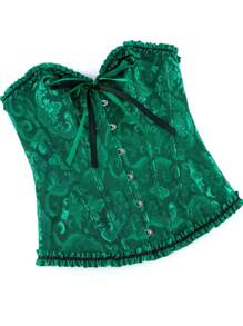 1 件女式束腰紧身胸衣，紧腰塑身内衣，系带，适合万圣节服装和连衣裙搭配 - 墨綠色 - 查看 4