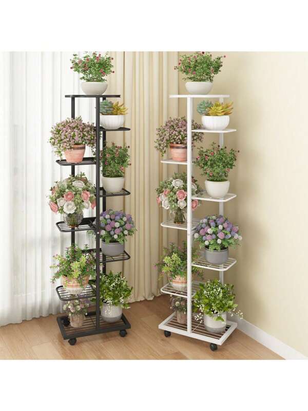 Soporte de metal para plantas de interior, estantería de esquina de varios niveles, estante de hierro para 8 macetas de 9 niveles, estantería de hierro de varios niveles para sala de estar, de pie en el piso, para macetas de plantas verdes de interior, balcón, macetas de flores, soporte para macetas de plantas