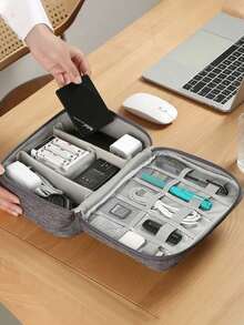 Bolsa organizadora de cables de viaje con cremallera, bolsillo para correa de reloj para mujer y hombre, estuche organizador de viaje grande para electrónicos, para auriculares, power bank, accesorios electrónicos, viajes, vuelos, negocios, hogar, campamento, playa, vuelta al cole, accesorios esenciales - Multicolor - Ver 5