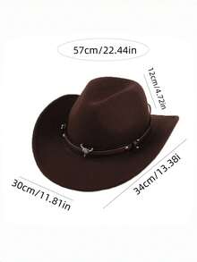 Western Cowboy Hat For Men Women Classic Roll Up Fedora Hat With Buckle Belt - Multicolor - View 2