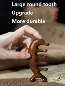 1 Stück Meridian Massage Kamm, Sandelholz Delfinkopf, Schulter und Nacken Massage Kamm, Fünf-Zahn-Holztherapie Kamm, geeignet für Meridian Massage zur Stresslinderung und Stimmungsaufhellung, Körperpflege für Reisen, Outdoor, Sport, Büro, Schule