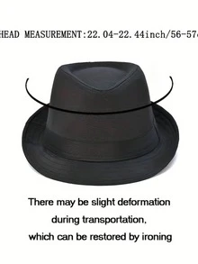 1pc Solid Color Minimalist Jazz Hat, Casual Panama Small Cap, Unisex, Suitable For Christmas, Halloween, New Year Party, Travel - A - View 2