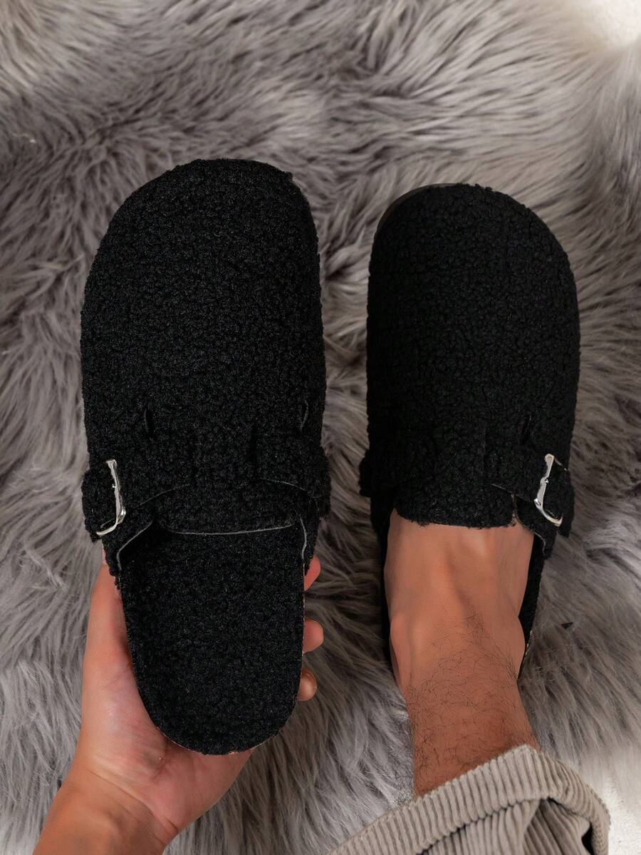 Casual Solid Color Mule Shoes, Comfortable Non-Slip Durable Soft Sole, Round Toe Design, Comfortable Fabric Upper, PVC Sole, Slip-On Closure, Suitable For Outdoor Activities For Boys In All Seasons, Available In Autumn/Winter Thermal Lined And Non-Lined Four-Season Versions