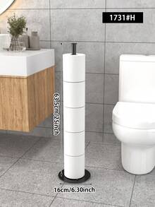 1pc Vertical Toilet Paper Holder, Bathroom Roll Paper Storage Rack, Large Capacity Storage, Suitable For Storing Toilet Paper Rolls In Bathroom And Restroom, Bathroom Accessory - Multicolor - View 4