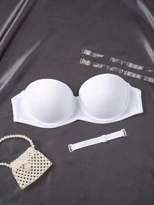 Peach Girl White Half Cup Sexy Lace Bra For Small Bust, Removable Padded Underwire Bra - White - View 4