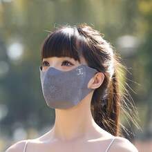 Five Summer Sunscreen Masks, Women's High-Value Eye Protection Thin Breathable Masks, Unique Patchwork Mesh Outdoor UV Protection Masks, Unisex, Perfect For Women's Outdoor Outfits - 蕾絲防曬口罩(淺灰) - 查看 7