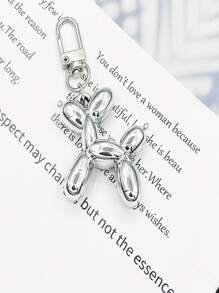 Brelok do kluczy z motywem psa i balonu w kolorze srebrnym, DIY, spersonalizowany, mały wisiorek do samochodu, urocze, gotyckie akcesoria Y2k