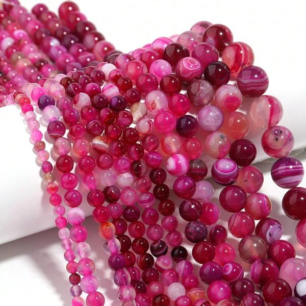 1 Strand Natural Agate Loose Beads Gemstone Round Beads Natural Stone Round Beads Striped For Jewelry Making DIY Bracelet Necklace Beads 4/6/8/10/12mm