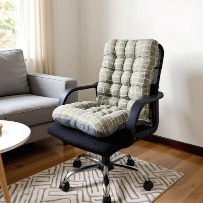 Chair Cushion Back & Seat Cushions Office Chair Pad,Super Soft Plush Chair Pad,Dual-Purpose One-Piece High Back Chair Cushion With Tie , Double-Side Thick Office Chair Cushion Backrest Support Pad, Ideal For Long Sitting In Home, Car, Or Cabin