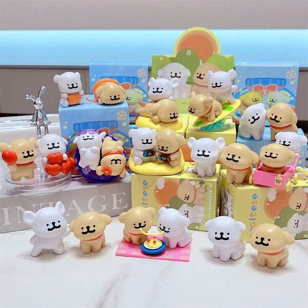 2025 New Series - Line Art Happy Puppy Blind Box Collectible Figurine, Cute Desktop Decor Gift, Birthday Gift, Hot Selling Item, Halloween Gift, Holiday Gift