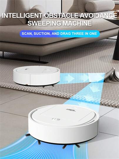 In Robot Stofzuiger Cleaner Mop Combo, USB Rechargeable, Strong Suction, 60 Mins Runtime, Slim Quiet Pet Hair, Hard Floors Cleaning, Auto Direction Mop, Hair Rechargeable view 3