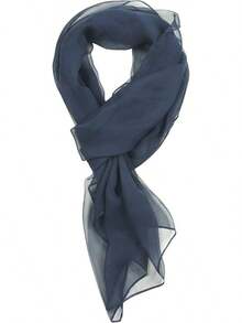 2025PANTONIGHT Long Chiffon Sheer Scarf For Womens - 076 Plain Navy - View 12