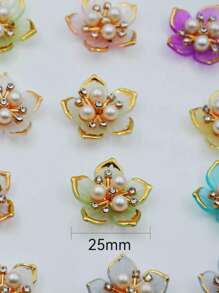 20/50/100 piezas Flor de 5 pétalos con borde dorado de 25mm para decoración DIY, adecuado para joyería, zapatos, ropa, bolsos, regalos