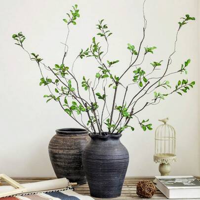 1片/3片/5片装仿真榕树叶，长茎 - 适用于插花、家居及办公装饰 - 可用作花瓶填充物和花束点缀 - 是家居装饰、办公装饰和母亲节礼物的理想之选