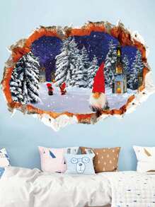 1 Stück Wandaufkleber Weihnachtsmann auf dem Weg, PVC Aufkleber Material, abnehmbar, selbstklebend, leicht abzulösen, geeignet für Wanddekoration, Hintergrund, Wohnzimmer, Schlafzimmer, Heimdekoration, selbstklebender Wandaufkleber, Feiertags-Dekoration, Geburtstag, Abschluss, Weihnachten, Weihnachtsbaum, Geschenk, Dekoration, Thanksgiving, Hochzeit, Herbst, Geburtstag, Geschenke, Party-Zubehör, Innenraum, Feiertage, Festivaldekor