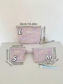 1 PC Pinkish-Purple Jungle Flowers Make Up Bag, Fashionable And Casual Large Capacity Portable Zipper Makeup Bags, Travel And Vacation Essentials Cosmetic Bags For Sanitary Napkins, Pouch Pads, Wired Earphones, Earpods, Headphones, Charger, Lipsticks, Cosmetics, Perfume, Skin Care And Beauty Products, Home Decor, For Mom, Women, Nurses, Students,Christmas Gifts,Pouch,Travel,Gifts For Women Travel Essential,Pouch,Clutch / Small Handbag, Makeup Organizer,Makeup Organize,Pouch,Brush Holder,Mini Pouch,Large Capacity Pouch