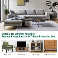 4 Stücke natürliche Holz-Verjüngungsfüße mit M8 Gewindestange - bieten stabile und dauerhafte Unterstützung für TV-Schränke, Couchtische und Sofas - DIY Möbelfüße, Möbelfüße | Natürliche Holzoberfläche | Gewindestangen-Design, Möbel Holzbeine Schwarz - Schwarz - Übersicht 8