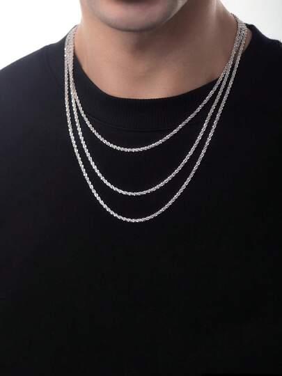 kuuioe 1 件金属嘻哈项链和手链套装，闪亮时尚街头配饰，男女皆宜