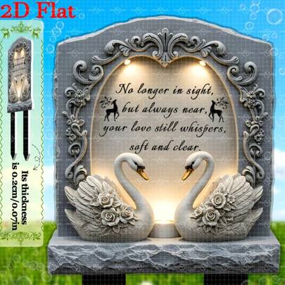 1pc 2D Flat, Classic Double Swan Memorial Plaque, 25x14cm Acrylic Garden Fence, Ground Installation, Weather-Resistant Outdoor Decor, No Electricity Needed, Ideal Gift To Remember Loved Ones, Memorial Garden Decor | Touching Information Decor | Detailed Design, Memorial Garden Decor