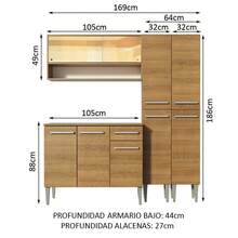 Madesa Emilly Winter Complete Modular Kitchen 169cm Brown Color 08 - Brown - View 3