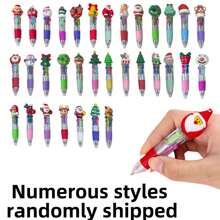 1/24 件迷你卡通圆珠笔套装 - 学生学习工具，可爱的圣诞老人、驯鹿和雪人设计 - 硅胶握把 - 非常适合办公室、教室奖品、派对礼物、圣诞礼物 - 彩色 - 查看 3