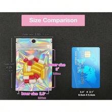 Smell Proof Bags And Resealable Foil Pouch Mylar Sample Bag Great For Party Favor Food Storage Holographic Color (50pcs6x9 Inch) - 2.3x3 Inch - View 2