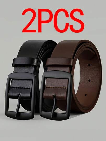 2pcs New Fashion Luxury Belt For Men PU Leather Belt Metal Pin Buckle High Quality Famous Brand Designer Waist Strap Belts For S Belt Plus Size,For Men,For Ideal Gifts Fall, Autumn, Halloween Autumn-Winter Accessories,Suitable For Teens, Youth,Men,Casual, Outdoor, Athletic, Vacation, Graduation Gifts, Birthday, Daily Wear