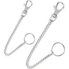 2Pcs Chain Belt Set, Wallet Chain, Pants Chain, Pocket Chain With Keyring For Pants Belt Jeans Wallets And Keys(16u201D  20u201D)