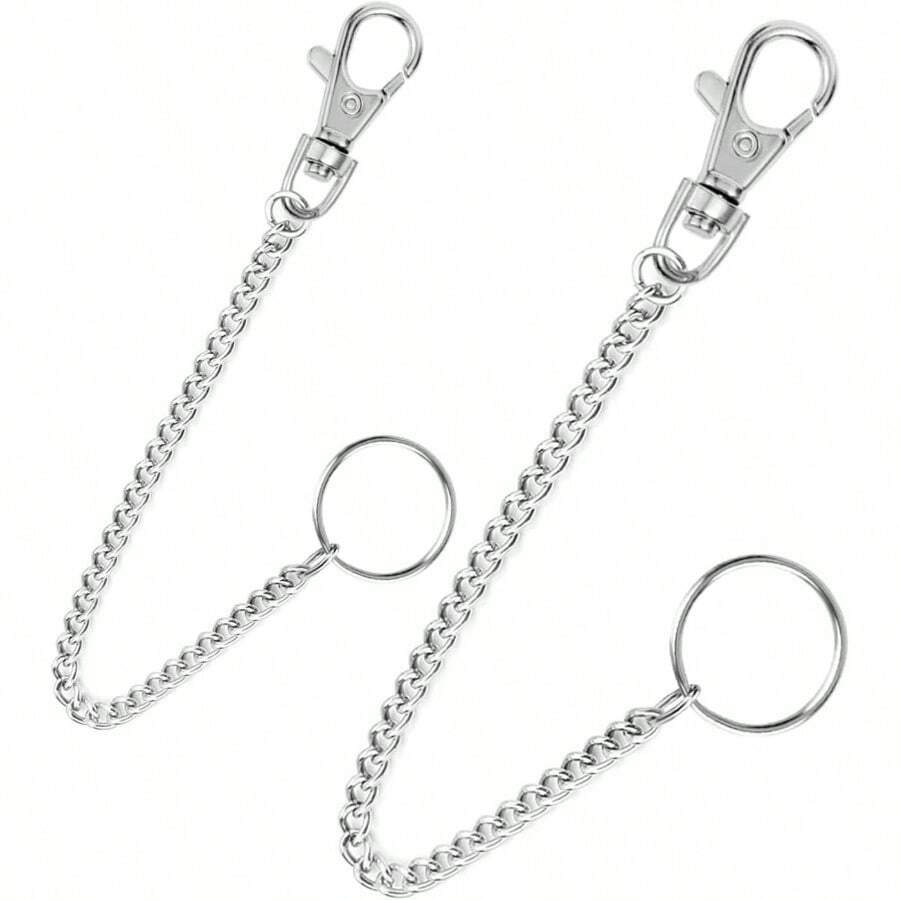 2Pcs Chain Belt Set, Wallet Chain, Pants Chain, Pocket Chain With Keyring For Pants Belt Jeans Wallets And Keys(16u201D  20u201D)