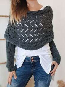 Cárdigan de punto largo con calado, de alta gama para vestir, para otoño/invierno