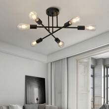 铁艺吸顶灯，多头现代简约创意树枝吊灯，适用于客厅、卧室、餐厅，北欧风格，不含灯泡 - 彩色 - 查看 7