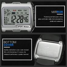 Men's Fashion Sports Digital Watch Outdoor Waterproof Watch Military LED Backlight Large Screen Wristwatch - 黑色 - 查看 8