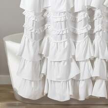 Lush Decor Kemmy Ruffled Shower Curtain, Single, 72" W X 72" L, White - Bathroom Curtain - Fabric Shower Curtains For Bathroom - Coquette Decor Halloween-Fall Decor-Room Decor - 白色 - 查看 5