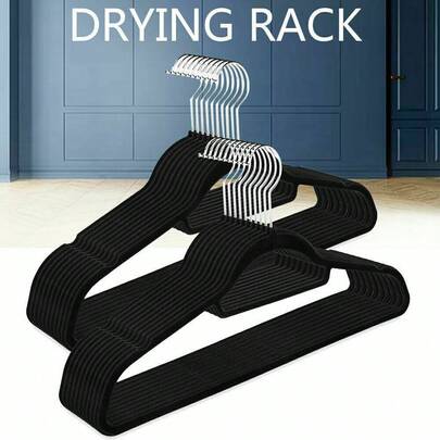 Lislark 10/20/30/40/50PCS Non-Slip Velvet Hangers 360 Degree Hook Clothes Drying Rack,Velvet Trouser Hanging Space Saving