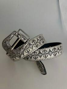 中世纪复古皮带，维京复古压花铆钉腰带，怀旧花卉朋克铆钉百搭腰带，适合各种场合秋季、秋季、万圣节 - 彩色 - 查看 11