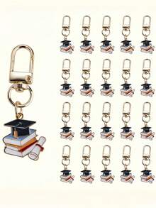 20 piezas Gorro de graduación clásico retro de material de aleación con cierre de langosta/llavero, adecuado como regalo de graduación de julio, regreso a la escuela, fiesta de graduación, decoración de bolso, llavero de teléfono/coche, regalo del Día del Maestro de septiembre, regalo para amigos, estudiantes, maestros y compañeros de clase