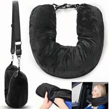 Convertible Travel Pillow With Ergonomic U-Shaped Neck Support System, Hands-Free Inflatable Aircraft And Car Nap Accessory Kit Including Removable Tote Bag For Storage, Breathable Comfort Technology To Relieve Stress During Long Flights, Road Trips, Office Breaks Or Camping, Portable Compressible Construction With Adjustable Support Straps Travel Essentials Vacation Holiday Neck Pillow Travel - Multicolor - View 8