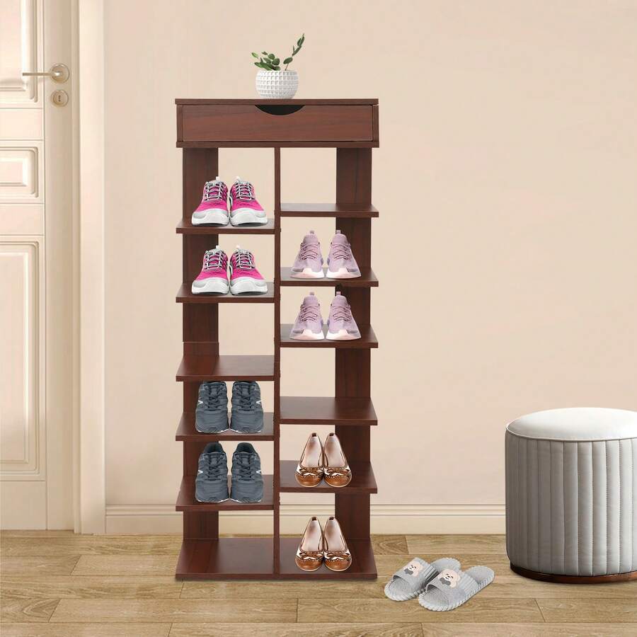 YUNRUX Shoe Cabinets - Chocolate Brown - View 1