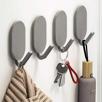 5pcs Strong Adhesive Hooks No Drilling Needed Stainless Steel Wall Hanger For Kitchen Bathroom Bedroom Great For Towels Coats Keys Bags, Rustproof And Durable, Space-Saving Household Organizer, Easy Install, Damage-Free Mounting, Versatile Wall Mount Hanger For Entertaining, Daily Use And Small Spaces, Ideal For Mudrooms, Dorms, Apartments And Rental Homes, Sturdy Grip, Reinforced Adhesive, Weather Resistant Finish, Hidden Mounting For A Clean Look, Keeps Essentials Organized And Easily Accessible