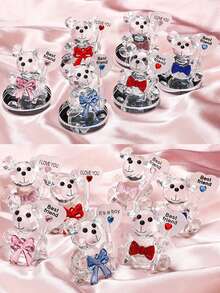 1件水晶熊工艺品，时尚可爱水晶熊，母亲节礼物，生日礼物，结婚礼物，返校礼物，手工制作，婚礼回礼，桌面摆件，汽车内饰装饰，卧室和客厅装饰，送给朋友、爱人、老师、父母的礼物