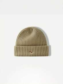Men's Cute Dog Embroidered Ribbed Knit Beanie, Warm Cuffed Winter Hat For Casual Outdoor Wear - Knitted Hat - View 11