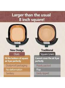 9 Inch Air Fryer Paper Liners50PCS Parchmt Paper Air Fryer Disposable Paper Liners For Microwave Stick Sheets Square  Of BleachBottom Size 8 Inch