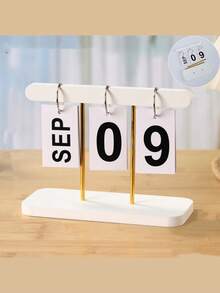 1 简易木质日历，简易翻页日历，手动调整日期桌面日历，复古木质万年历，家居客厅茶几摆件，办公室装饰品。适用于桌面，可重复使用的办公桌面摆件，家居饰品，摄影道具。