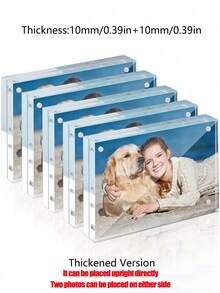 1入組亞克力強力磁性相框，帶架子，可作桌上名片夾、水晶相框、標價牌或偶像卡磁性徽章使用